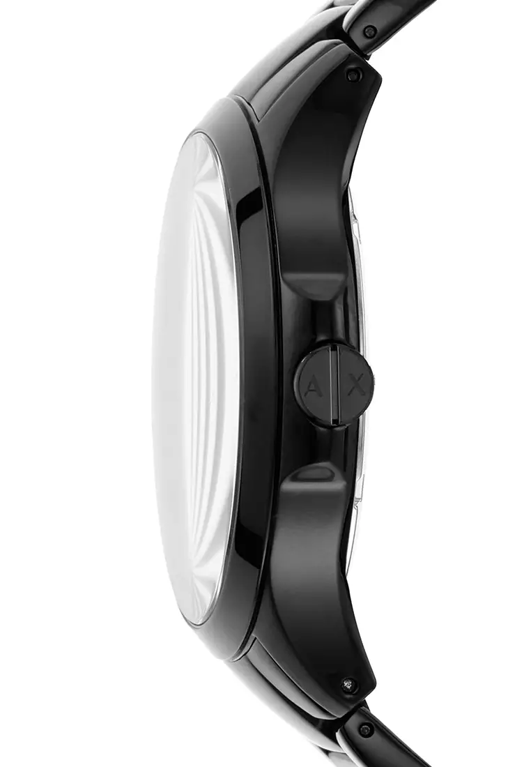 Hampton Black Stainless Steel  Watch and Bracelet Gift Set AX7101