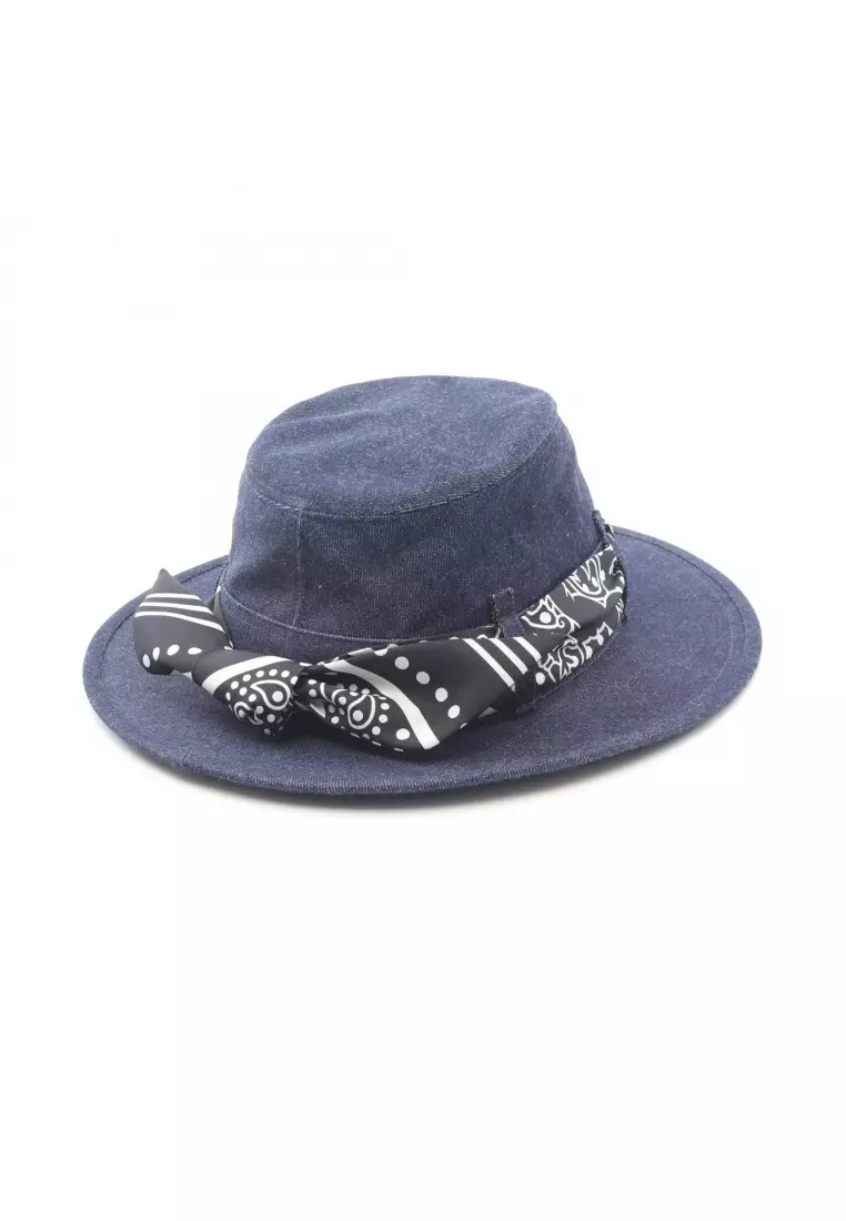 Pre-Loved Hermès Heloise Silky hat hat cotton Indigo blue black