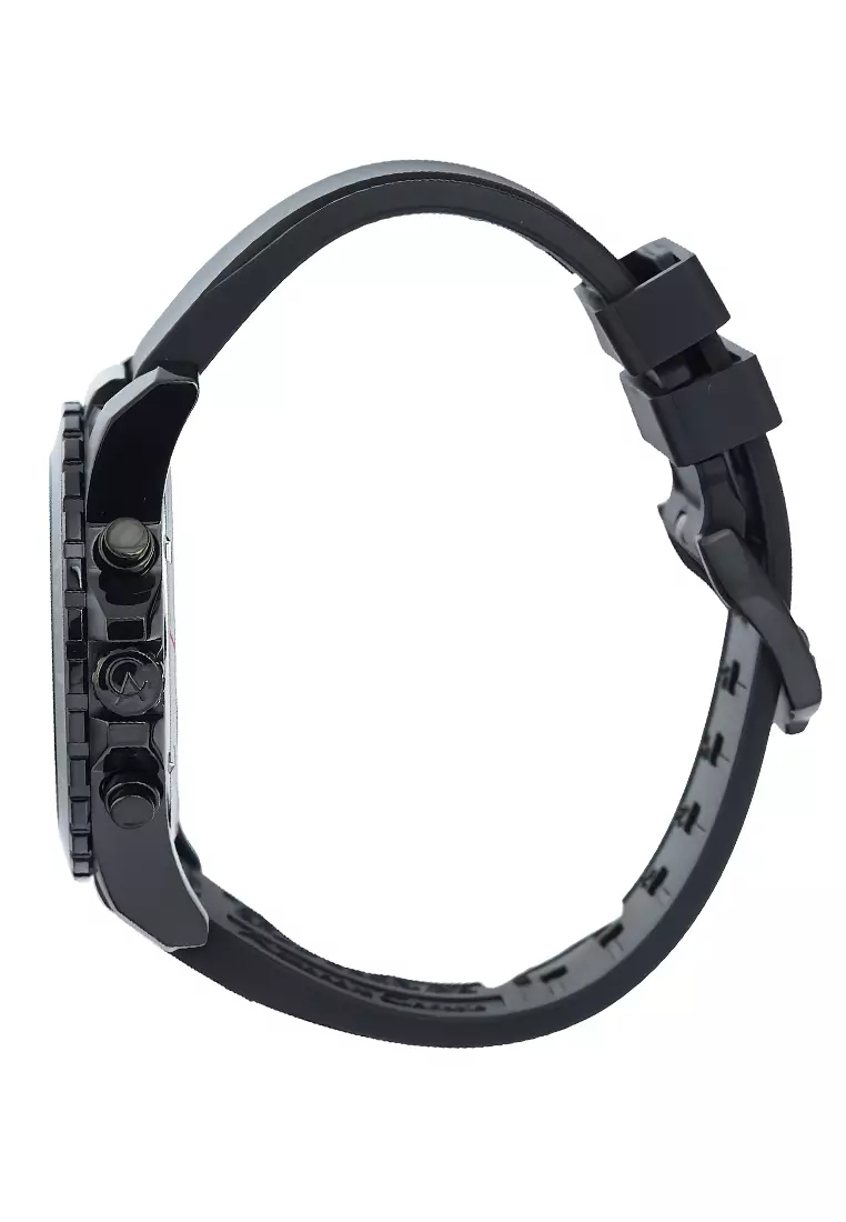 Alexandre Christie - Jam Tangan Chronograph Pria - Black Rubber Strap - 6141MCRIPBA