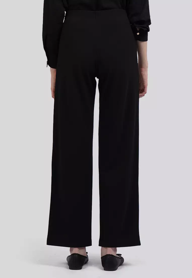 Straight Knit Pants with Slit Details
