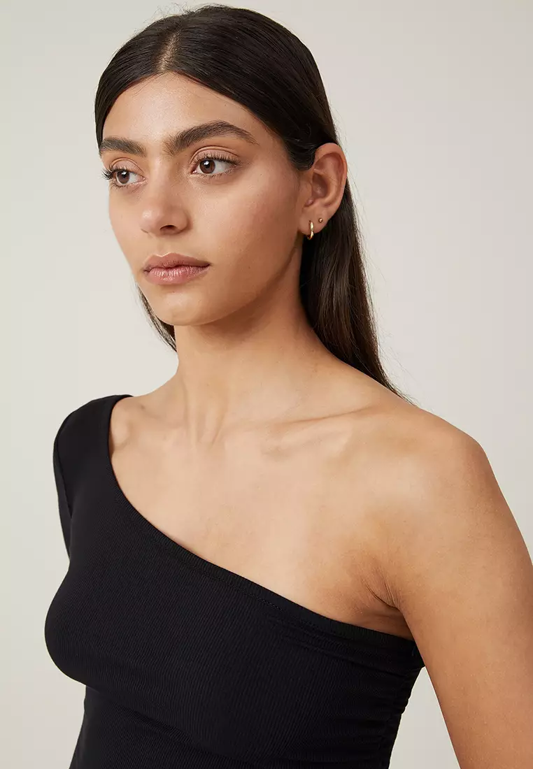 Poppy One Shoulder Ruched Long Sleeve Top