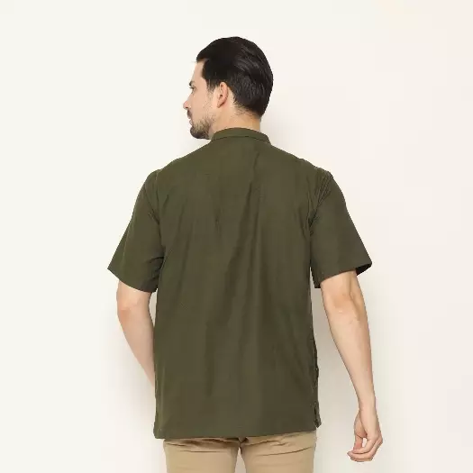 AMK Kemeja Koko Pria Lengan Pendek KK HADDID S/S Dark Olive