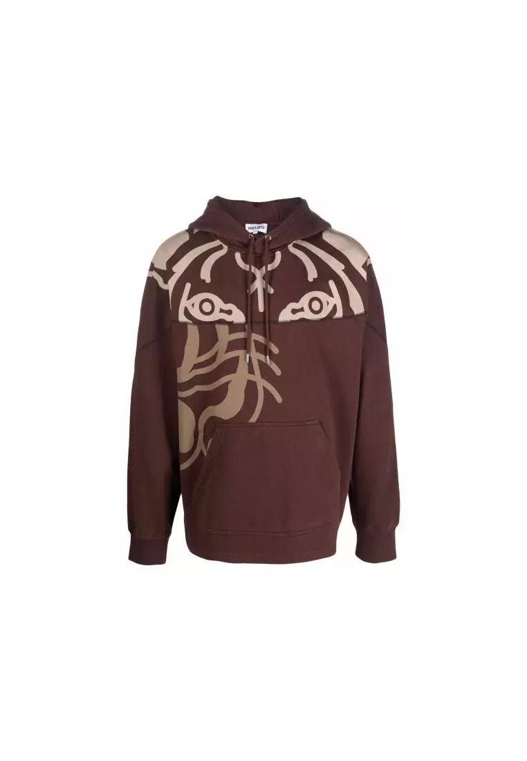 Kenzo Tiger Print Pullover Hoodie Sweatshirt KENZO Brown