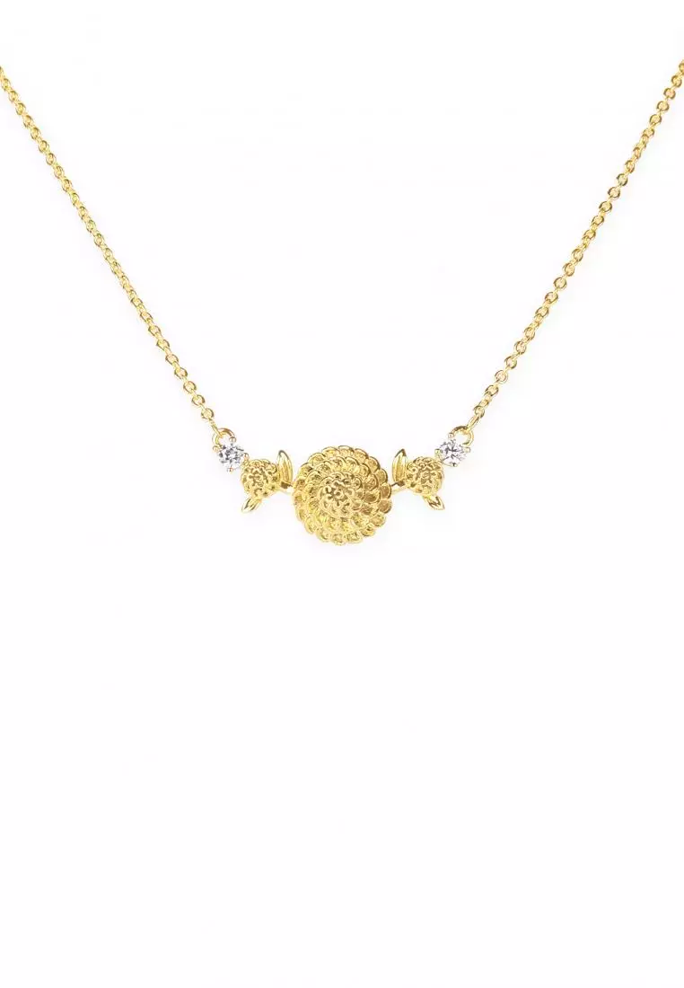 Buy Mikana Birth Flower 18k Gold Plated October Marigold Pendant ...