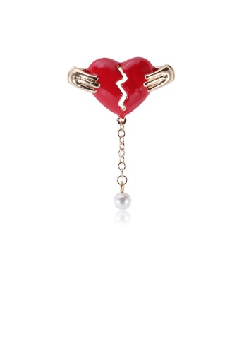 Glamorousky white Fashion Simple Plated Gold Heart Tassel Imitation Pearls Brooch 976B4ACABBEE7AGS_1