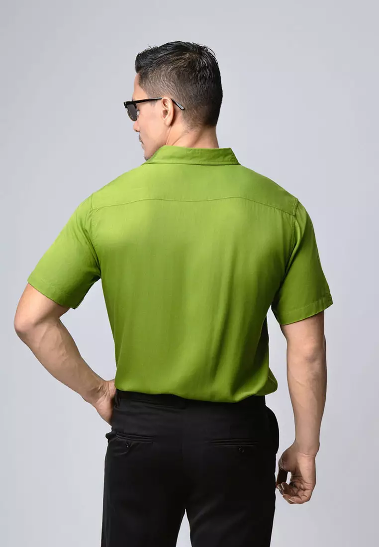 Viscose Olive Green Casual Shirt SS