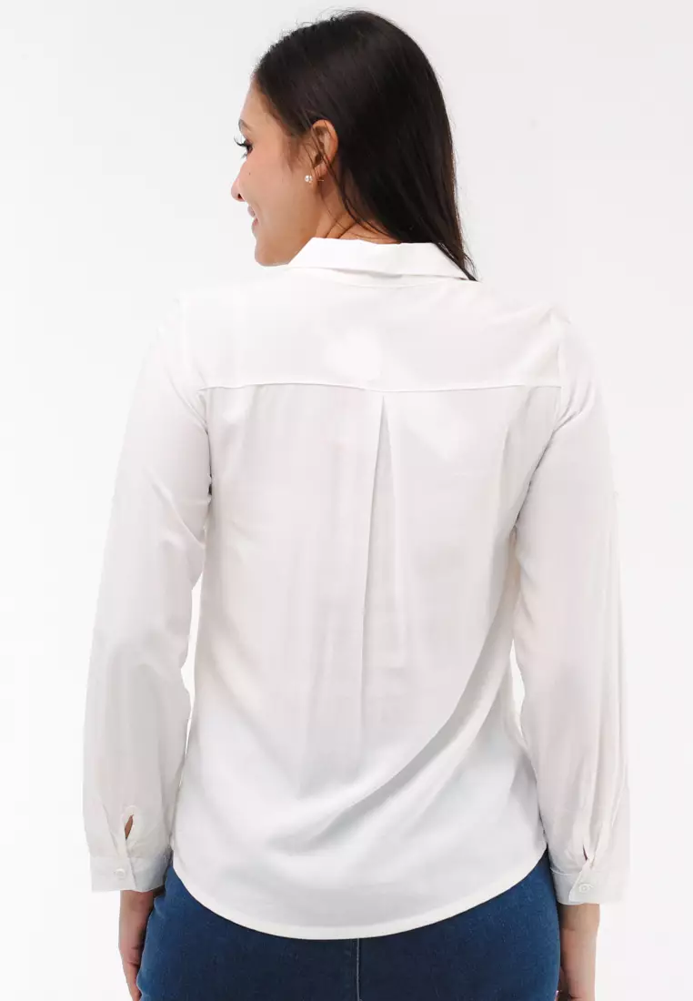 Bold Twill Rayon Long Sleeves Blouse