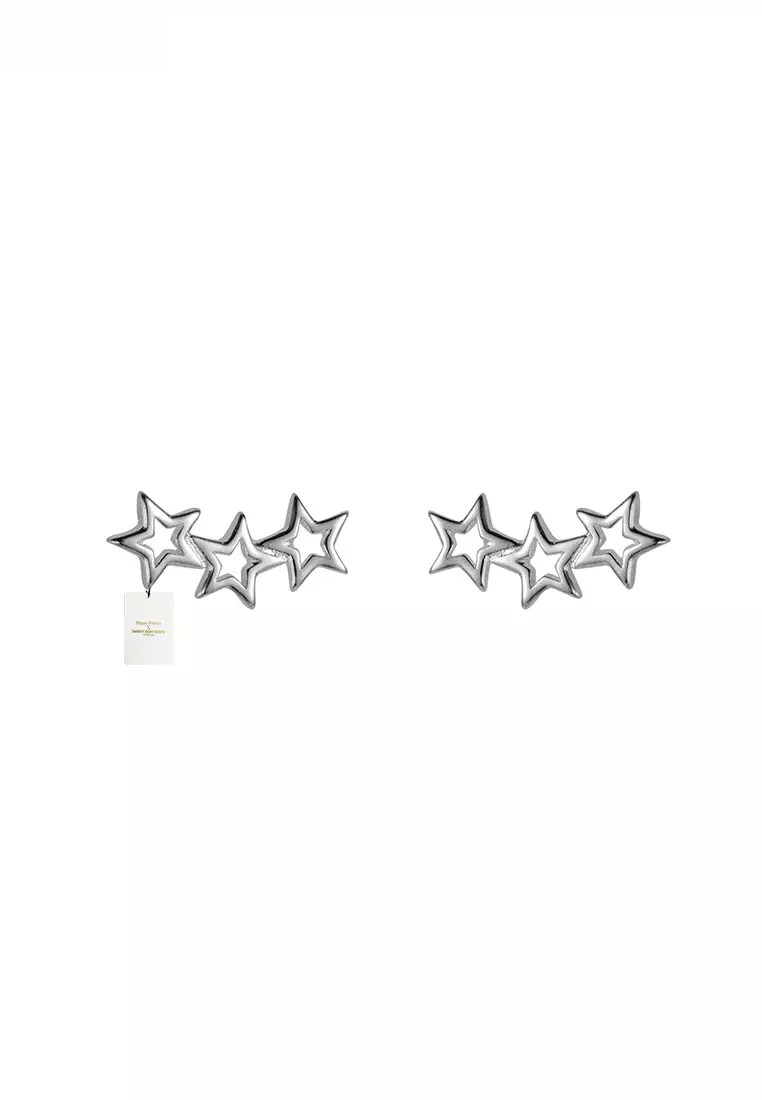 925 Silver Three Linked-Stars Earrings JW AR-E0800