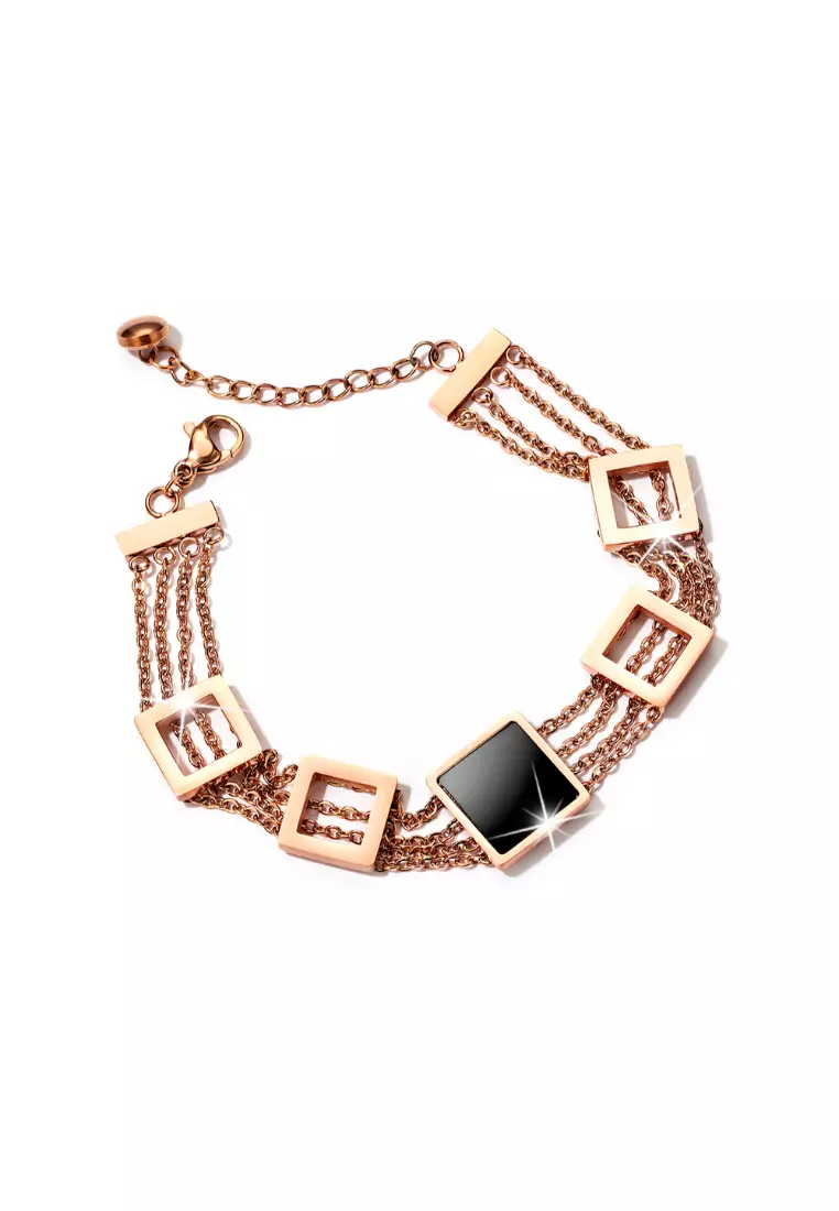 Glamourous Geometric Layered Chain Bracelet