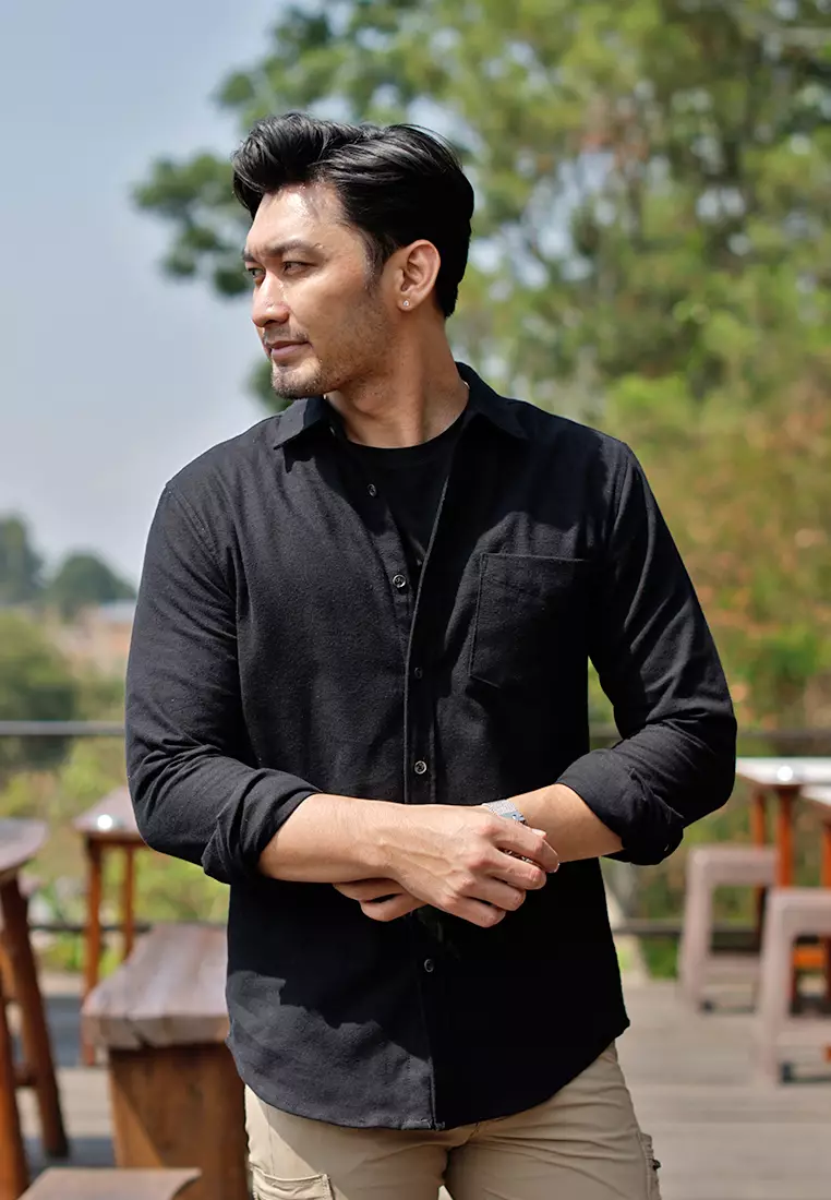 OXCON Extra Comfort Authentic Flannel Shirt Monotone Black