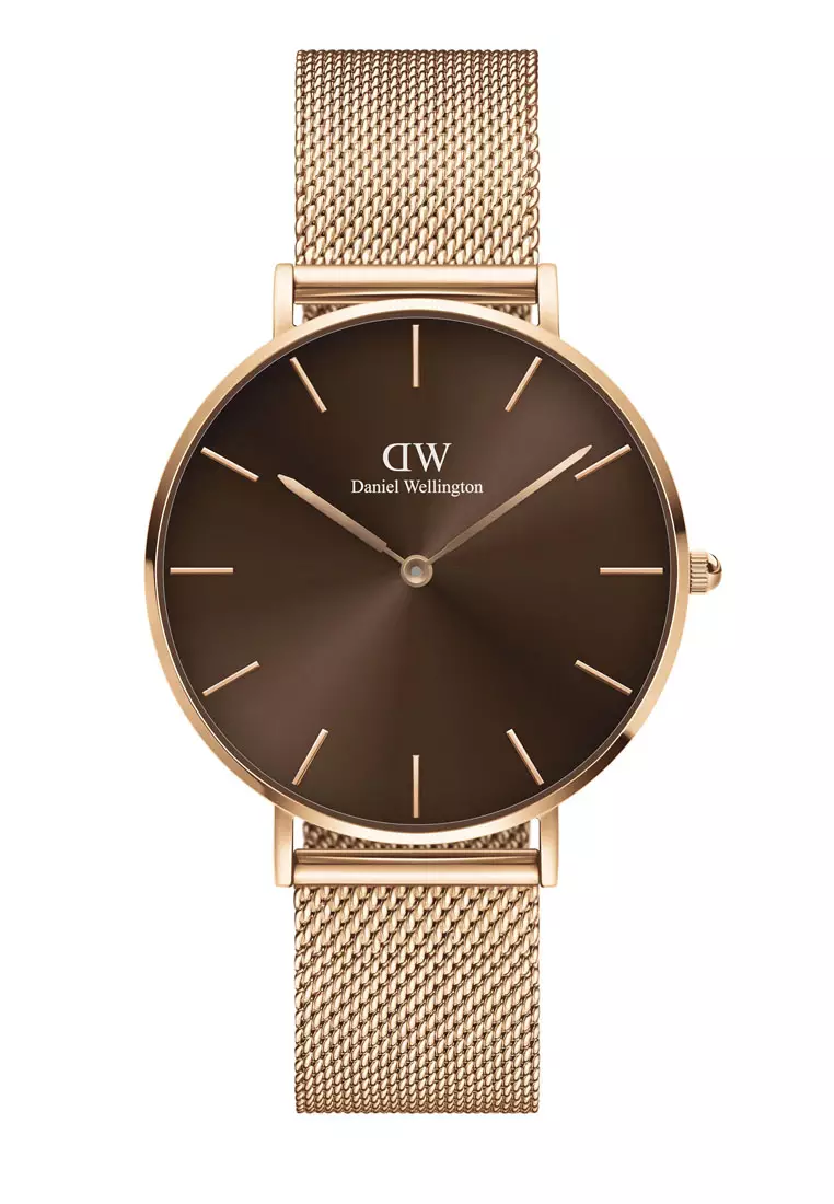 Daniel Wellington Petite Amber 36mm Watch Brown dial Mesh strap