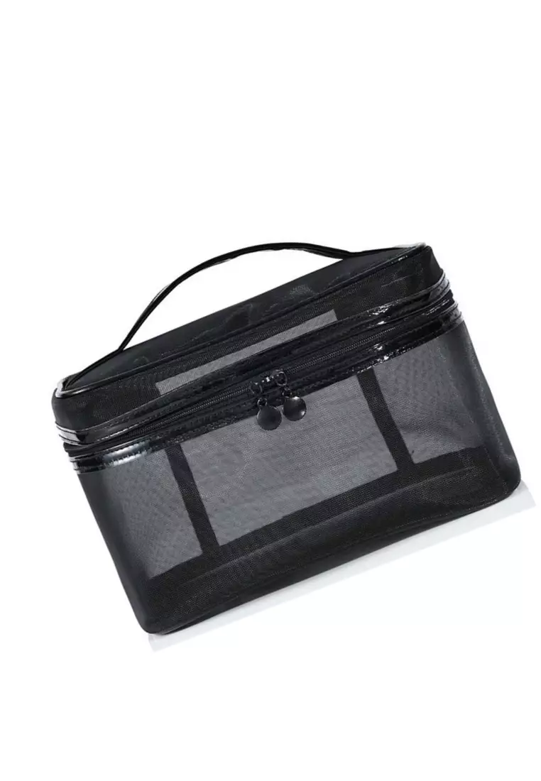 Elmar Tas Kosmetik Wanita Travel Portable Bag Large Storage Many Slot Material Polyester Mesh ORIGINAL - Black