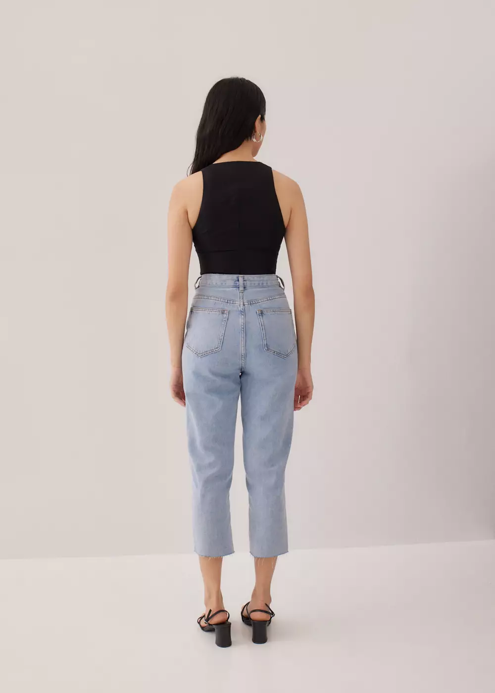 Celana Wanita - Aurelie High Rise Straight Crop Denim Jeans