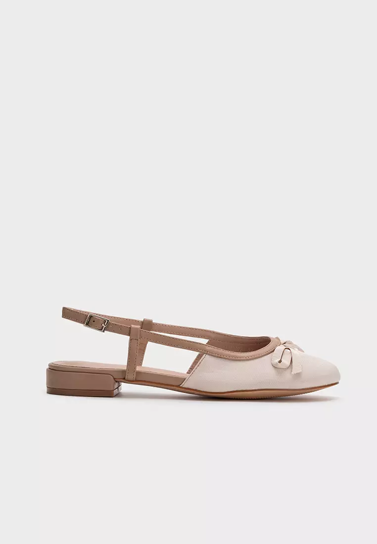 Nose SLINGBACK LOW HEEL PUMP WITH RIBBON DETAIL