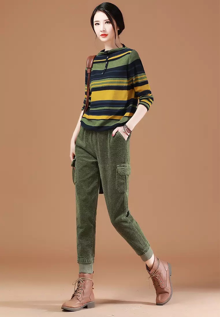 Buy A IN GIRLS Elasticated Waist Warm Corduroy Pants 2024 Online