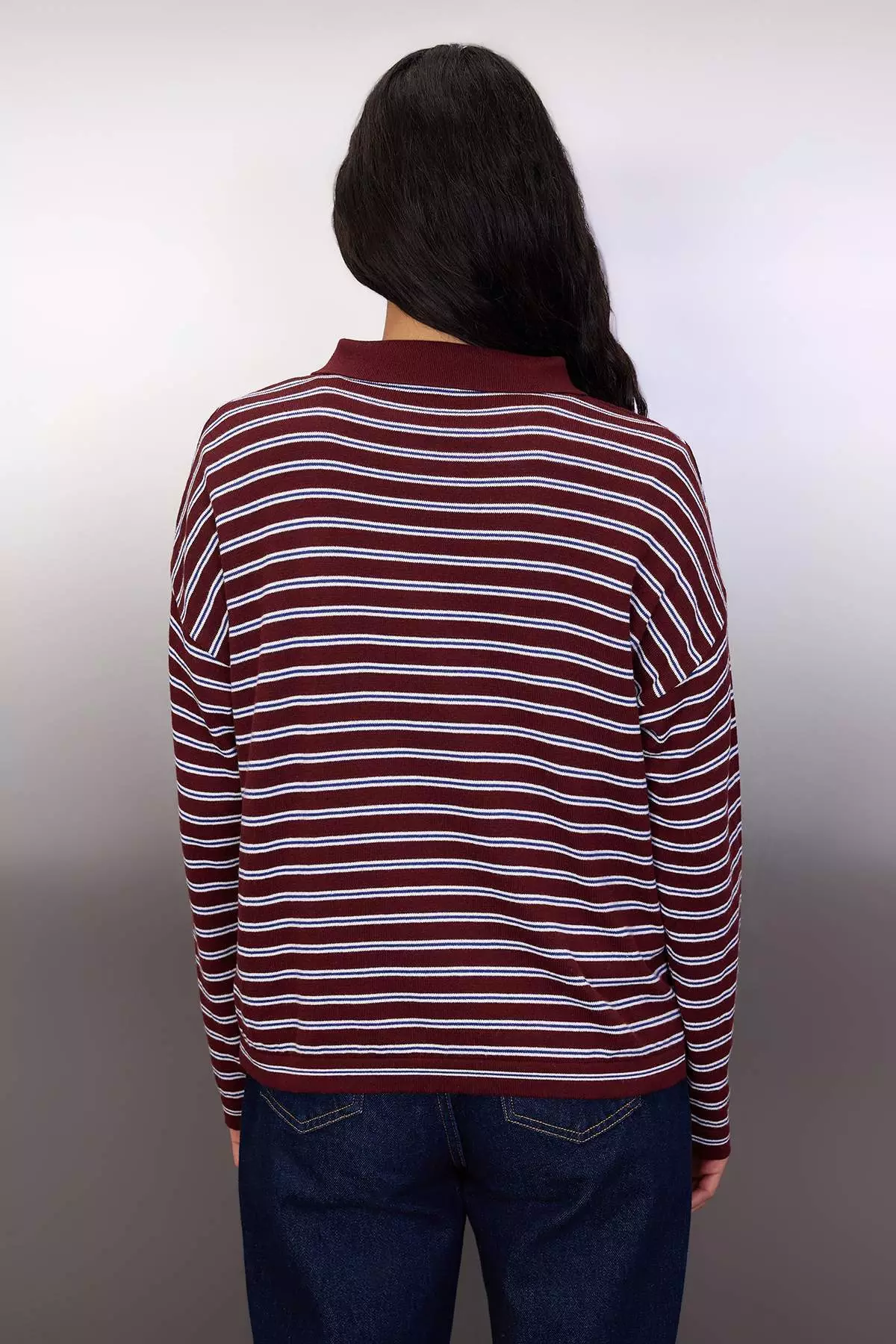 Wardrobe Essentials Plum Premium Yarn/Special Yarn Wide Pattern Striped Knitwear Sweater Twoaw26Kz19