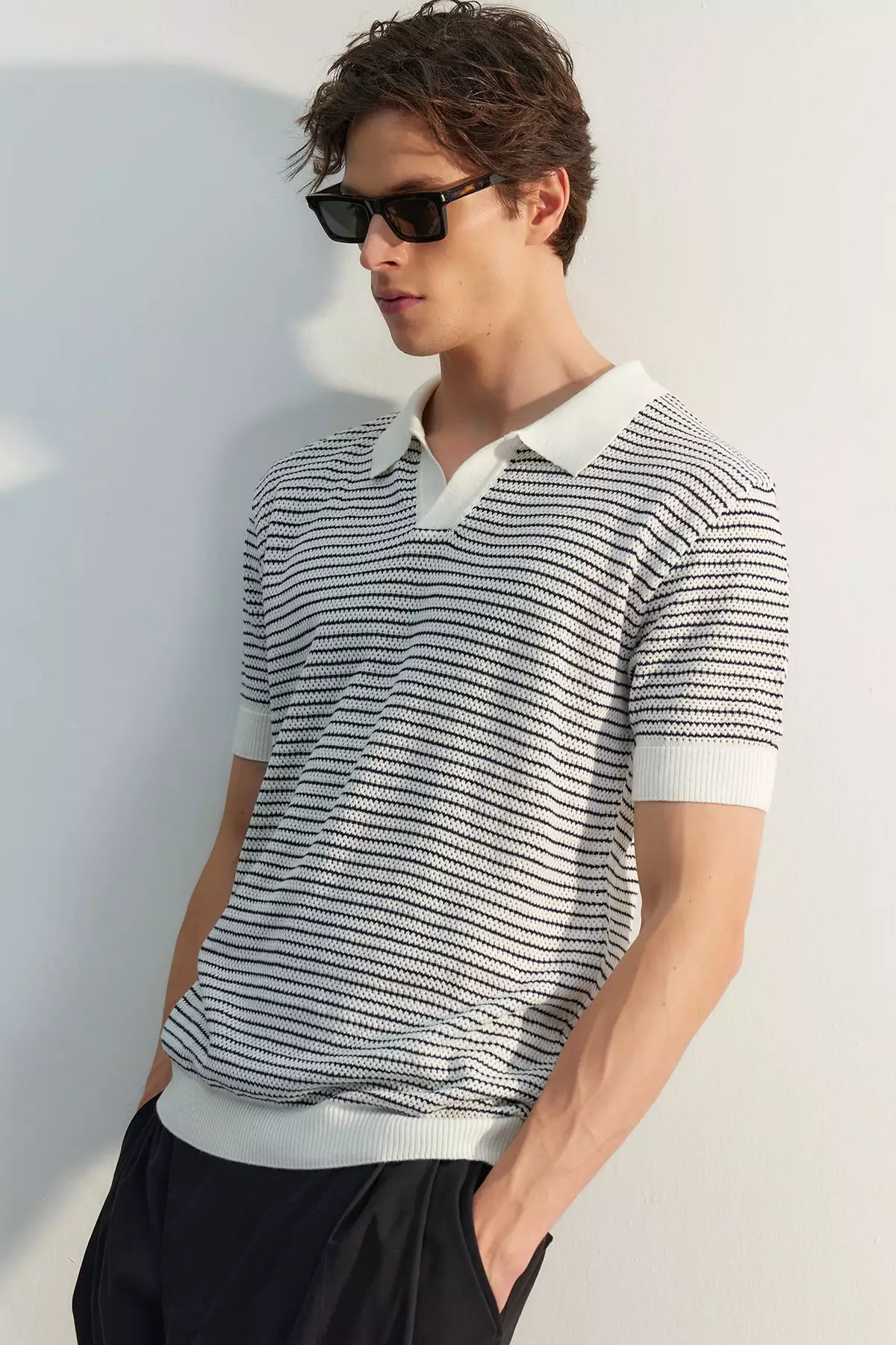 Stripe Knitted Polo Shirt
