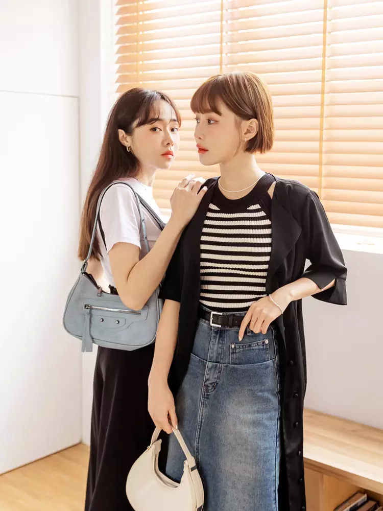 Soft Smooth Solid Color Open Front Buttoned Cardigan Long Dress [DA9739]