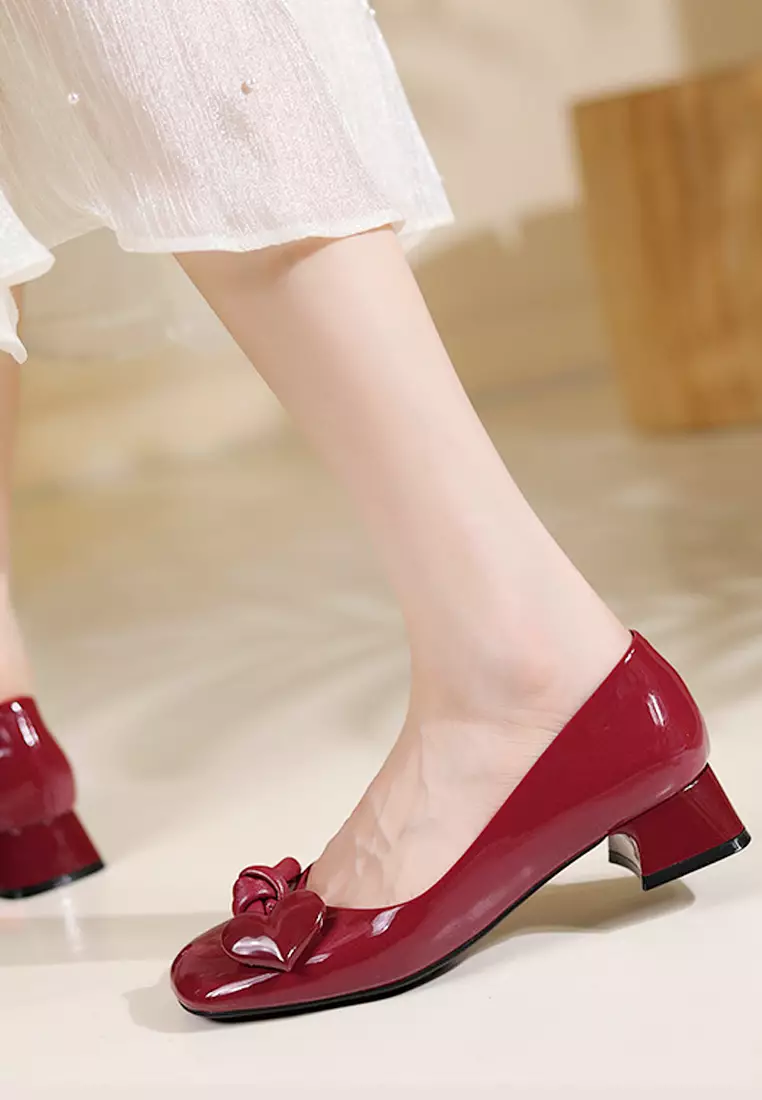 Red mid discount heel pumps