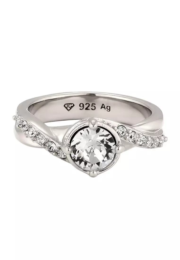 Cincin Perhiasan Perak 925 Wanita Solitaire Embellished with Crystal by Swarovski®