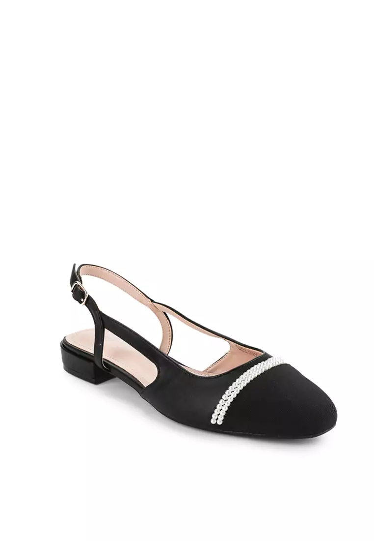 AMBER J2384-1 SLINGBACK SHOES BLACK
