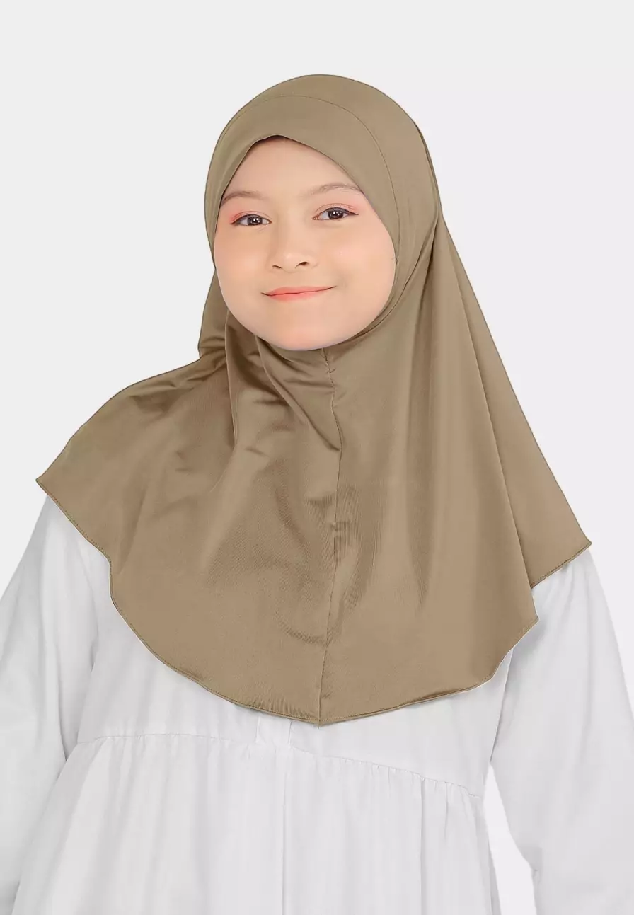 Cotton Bee - Atiyah Bergo Anak | Hijab Instan Anak - Chai Tea - XL