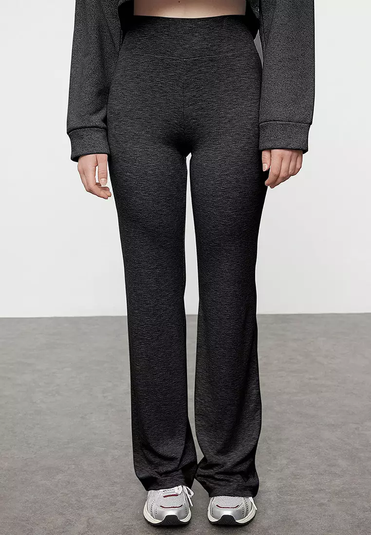 Trendyol Anthracite Leggings Donna Vita Alta In Maglia - Morbidi E Adherenti, Taglia Unica