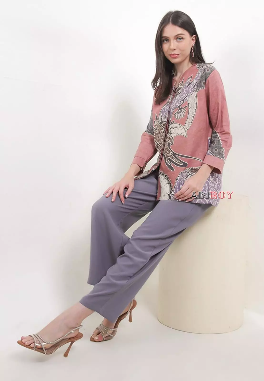 Blouse Batik Mahesintra Pink Premium Slimfit Elegant NLN
