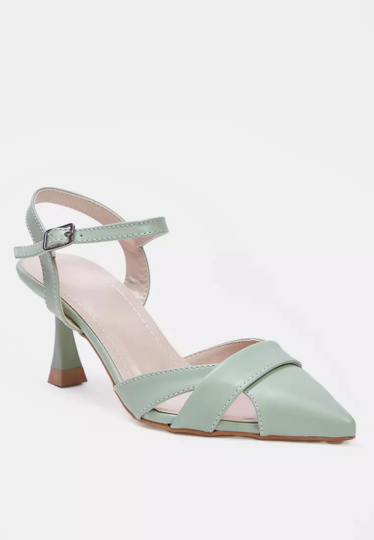 Mint Cut Out Detail Pointed Toe Women's Classic High-Heeled Shoes Takss25To00029