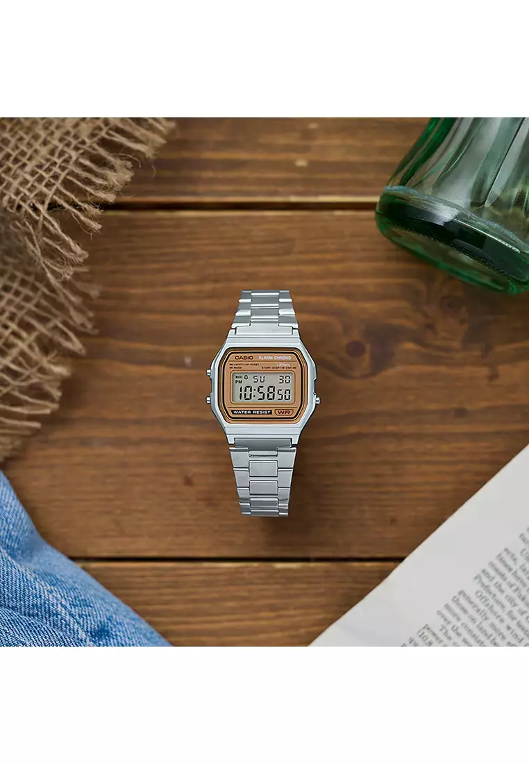 A158WEA-9 Unisex Digital Watch Stainless Steel Band