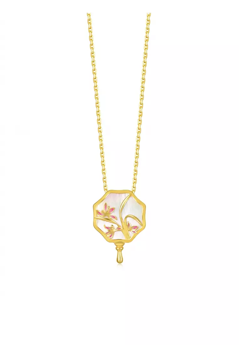 Cultural Blessings Daily Bliss 999.9 24K Solid Gold Mother of Pearl Orchid Pendant 92654P (Necklace not included)