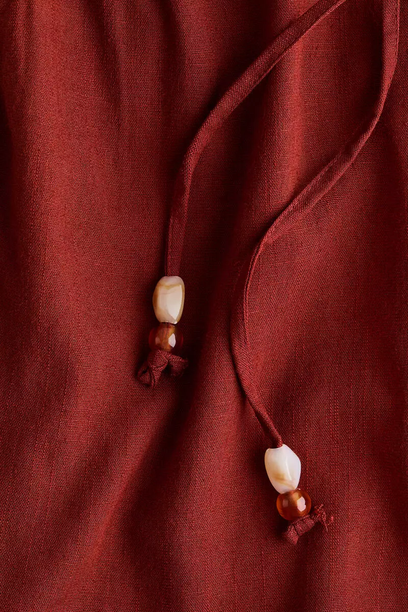 Linen-blend drawstring trousers