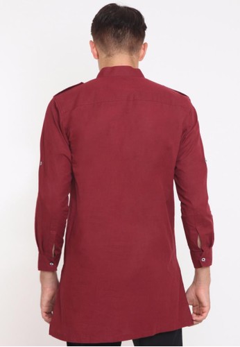Jual ZAYIDAN Baju  Koko Pria  Muslim Zayidan Qoshim Maroon 