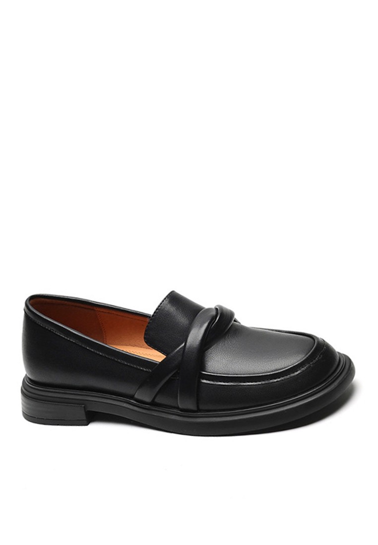 VANSA Vintage Cow Leather Round Toe Loafers VSW-F021256-1