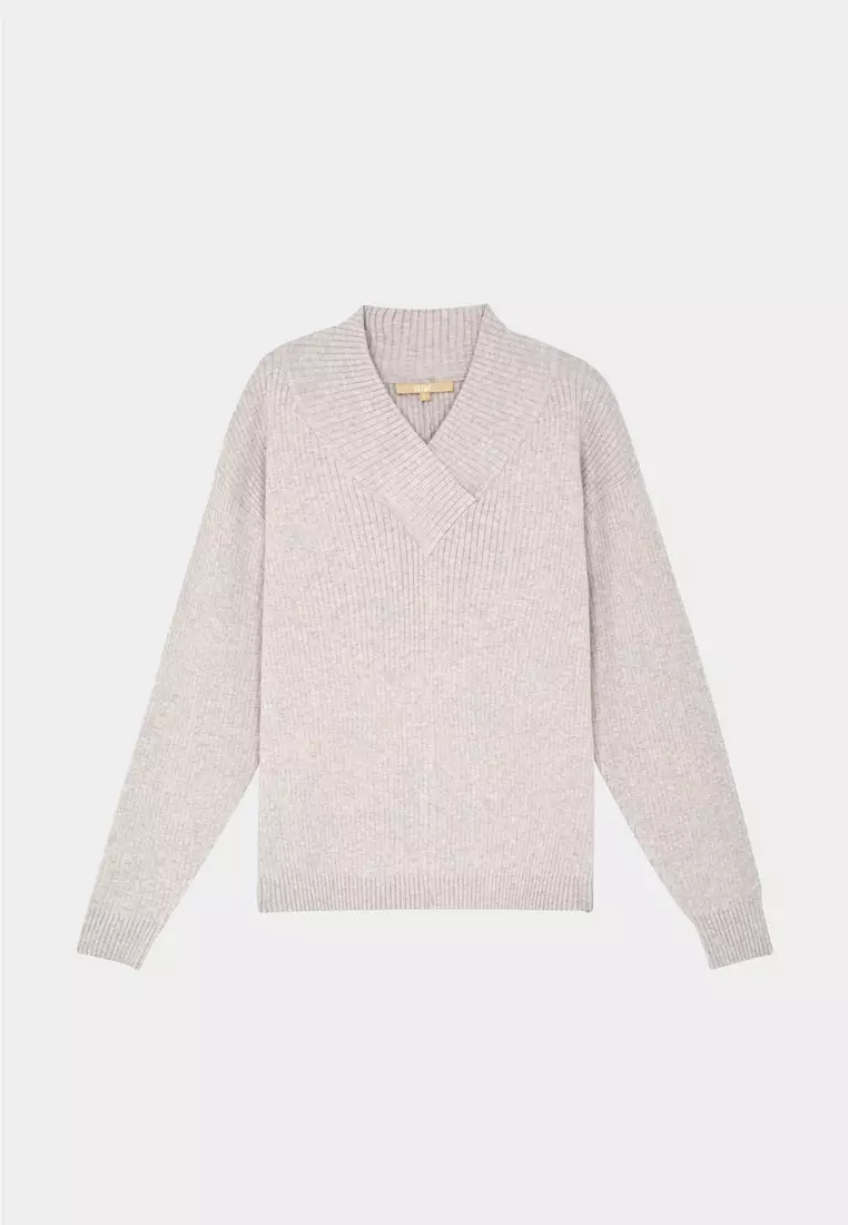 Gray Styled V-neck Sweater