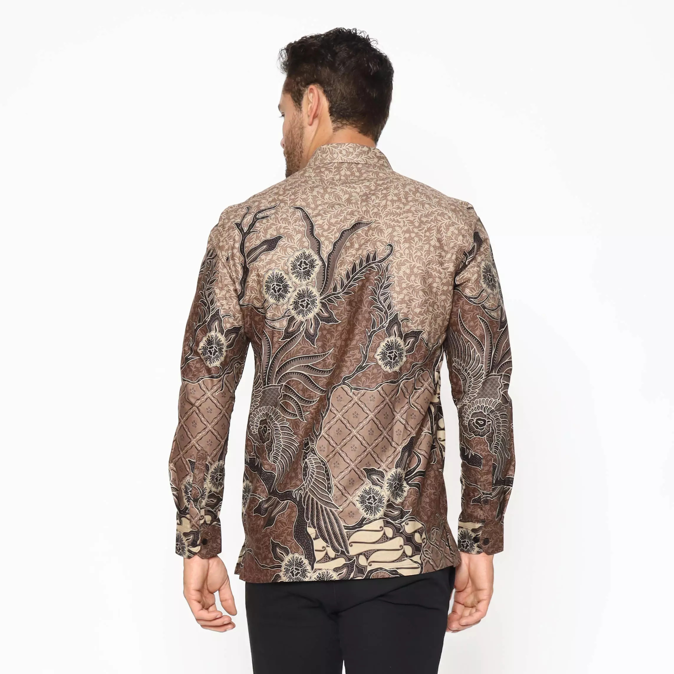 MAGINOT ARUNA BROWN Batik Slim Fit Lengan Panjang