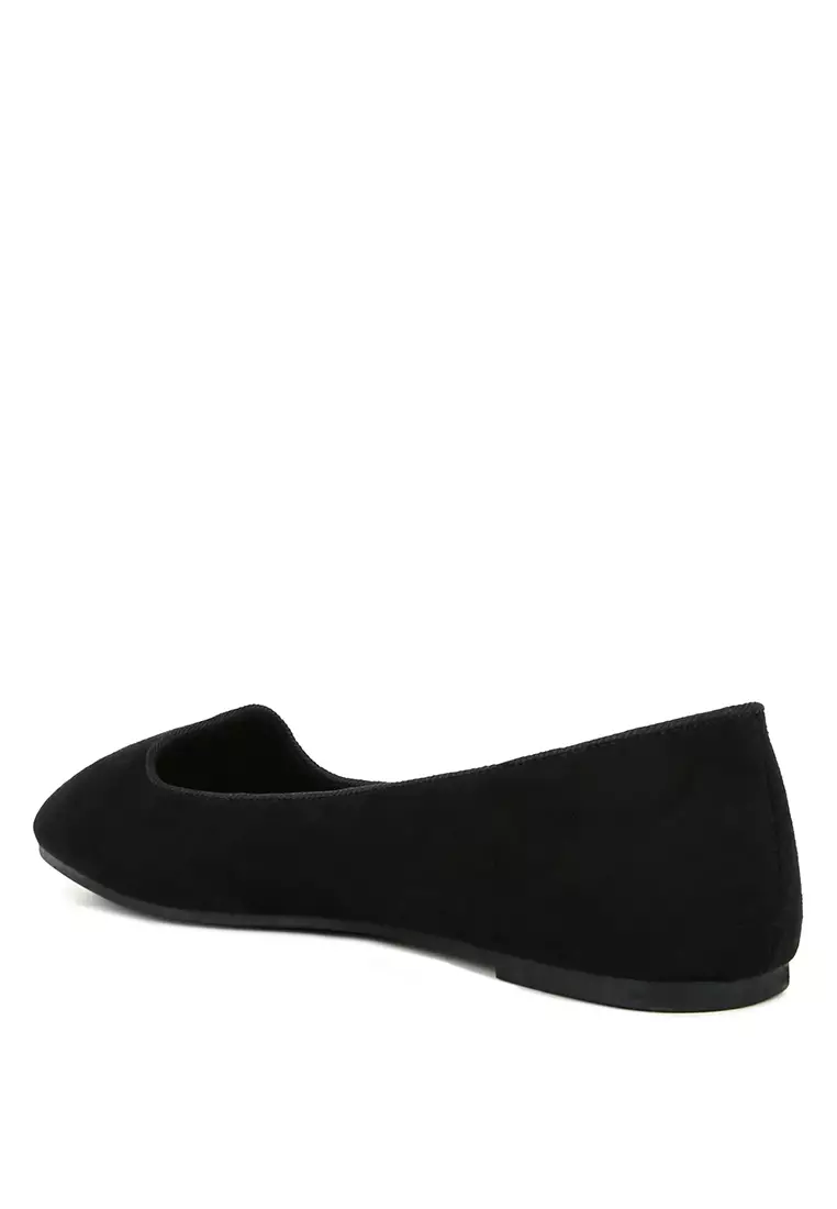 Black Microfiber Casual Ballerinas