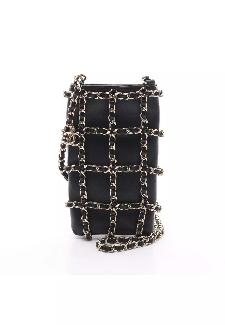 Chanel Pre-loved Chanel phone case chain shoulder bag lambskin