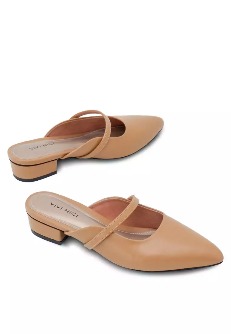 VIVI NICI - Lillie Sandal Mules Hak 3 Cm Camel Beige