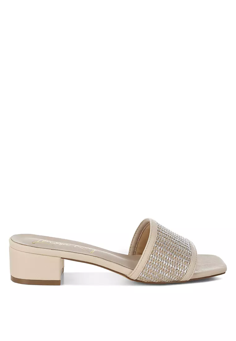 DE SIENA Paris Raffia Black Slip On Sandals main image 1