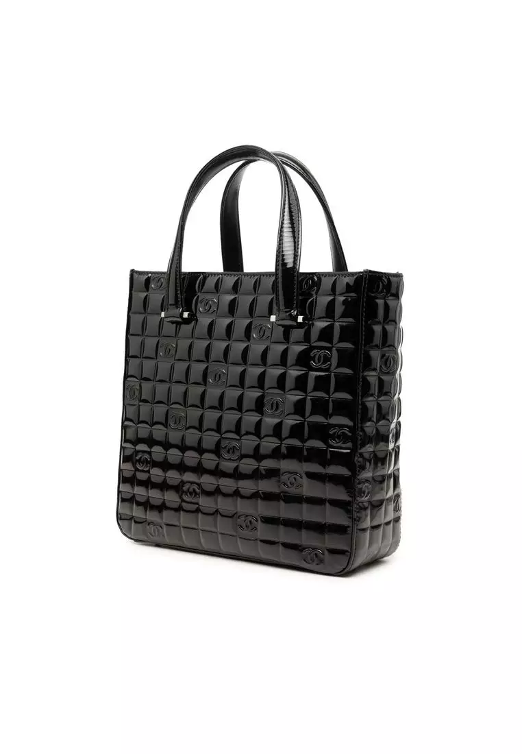 Pre-Loved Chanel Cc Chocolate Bar Patent Tote