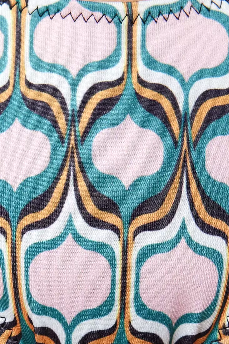 Pattern V-Cut Bikini Bottom