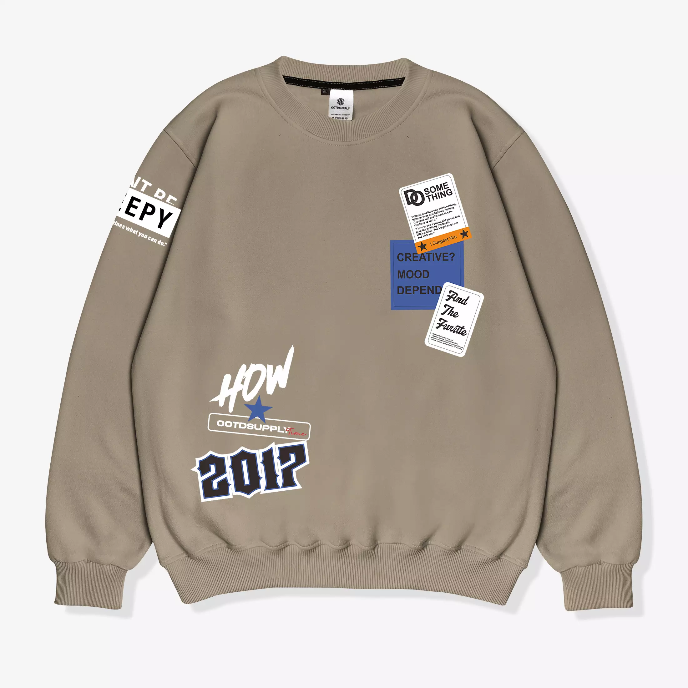 OOTDSUPPLY Crewneck The Future Vanila & Black | Sweater Pria & Wanita CN079
