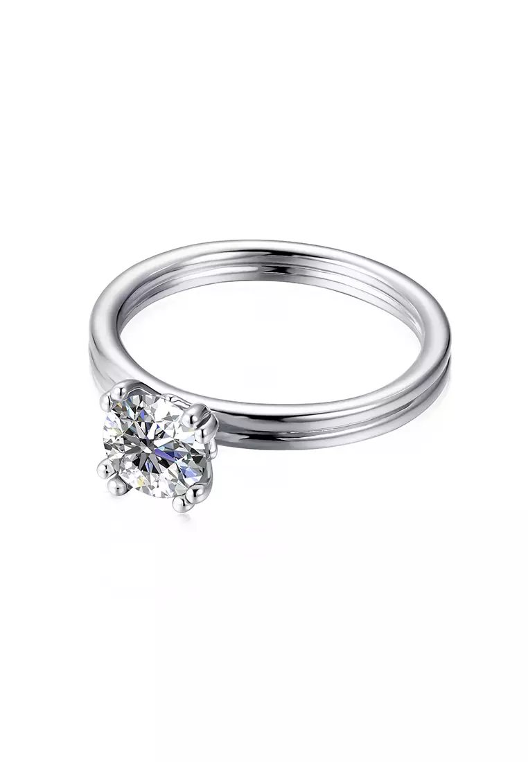Berlian Moissanite Aniston Ring [GRA CERTIFICATE MOISSANITE DIAMOND] - Cincin 1.0 CT Moissanite Diamond 925 Silver Celesta by Her Jewellery
