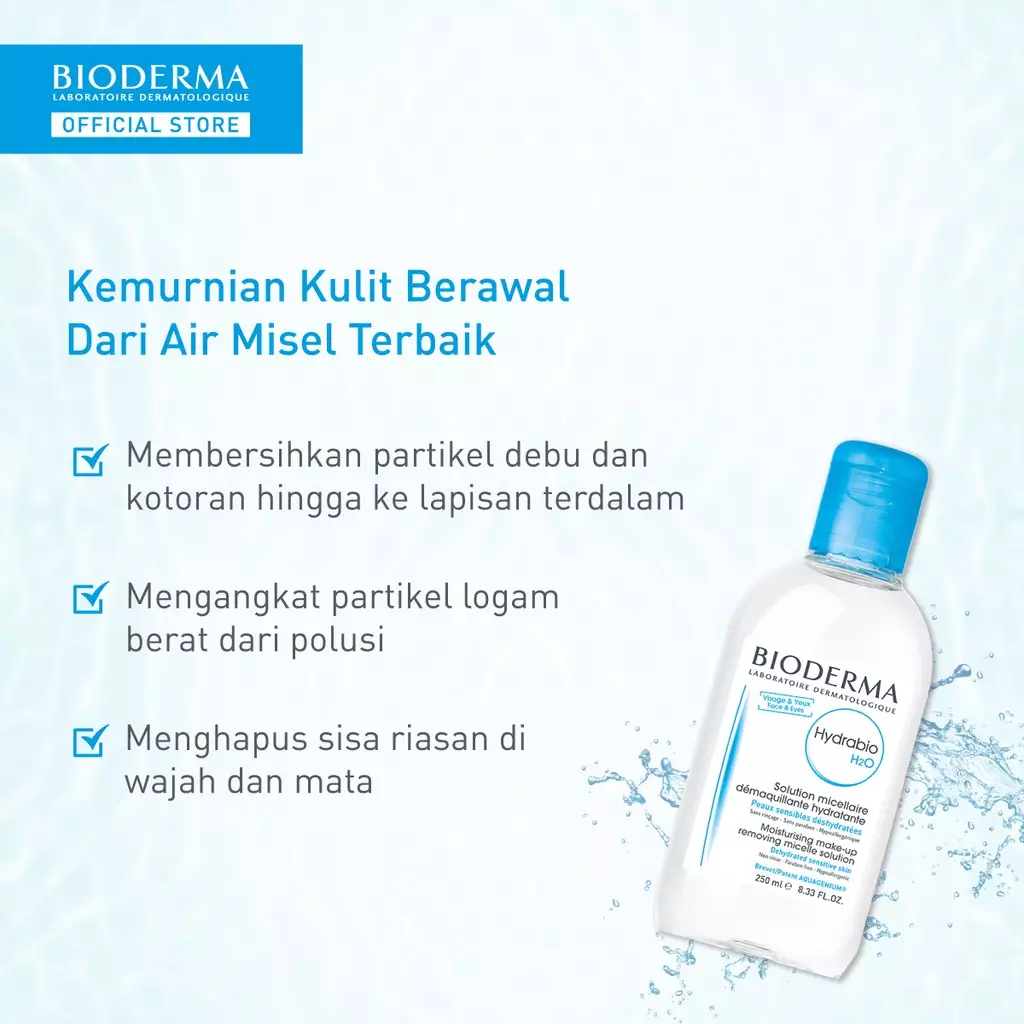 Bioderma Hydrabio H2O 250 ml - Micellar Water untuk Kulit Dehidrasi / Kering Dan Sensitif