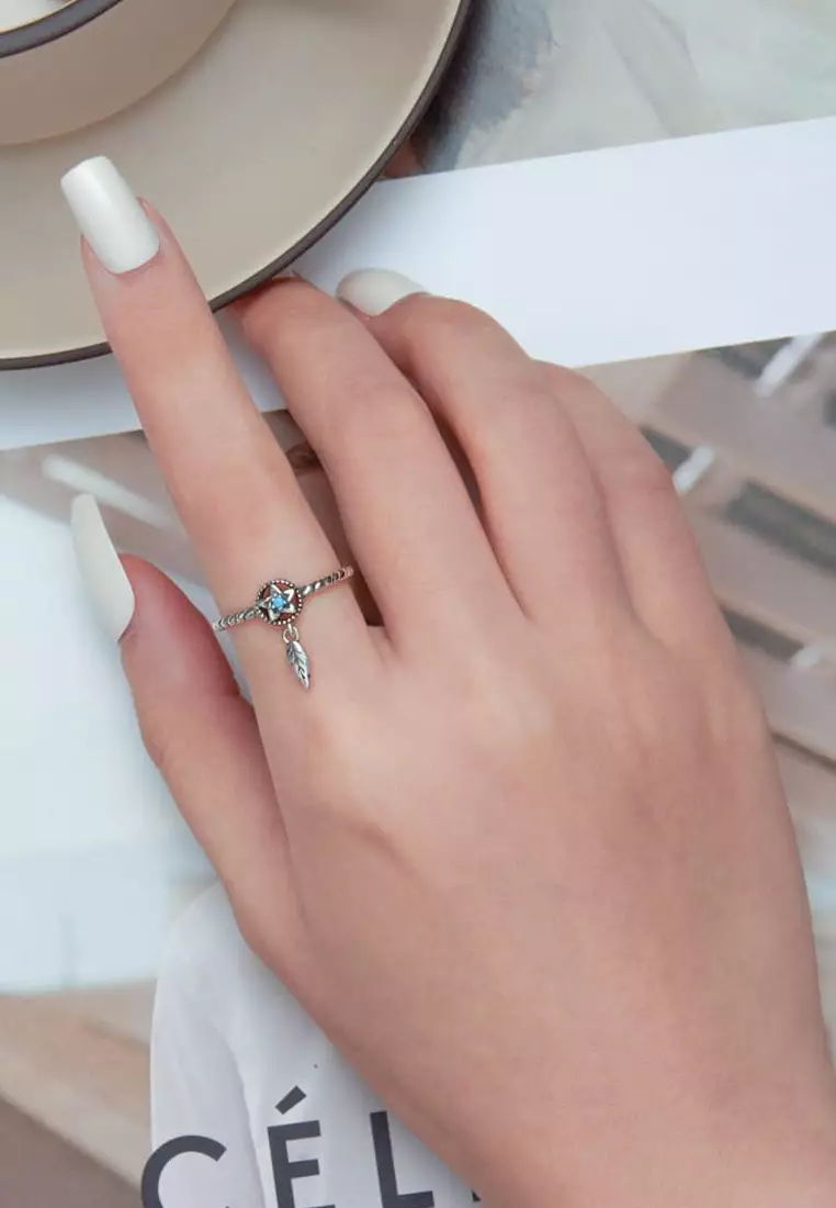 Solid Silver Pentagram Charm Ring