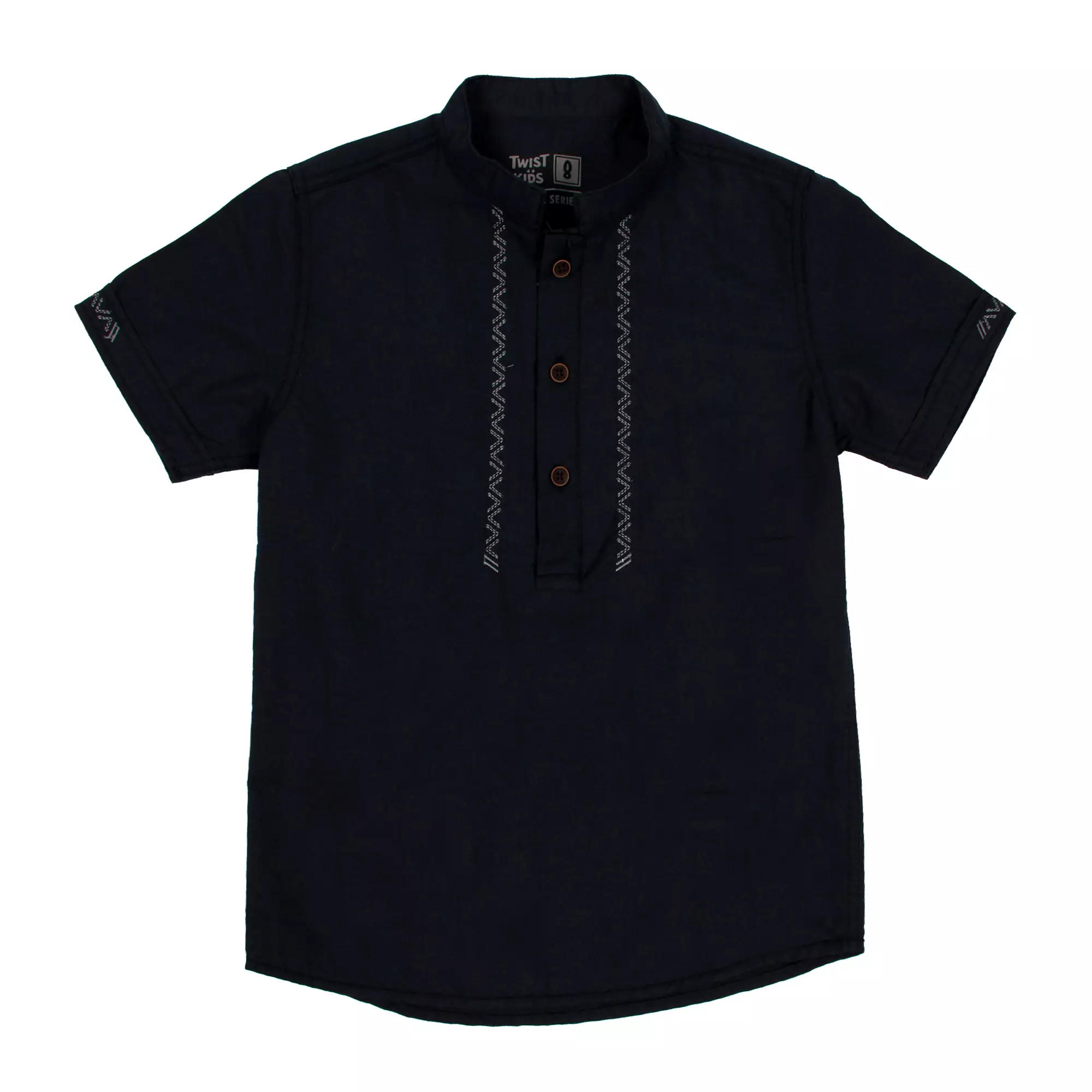 Azlan NC Blue Navy, Kemeja Muslin Anak Lengan Pendek