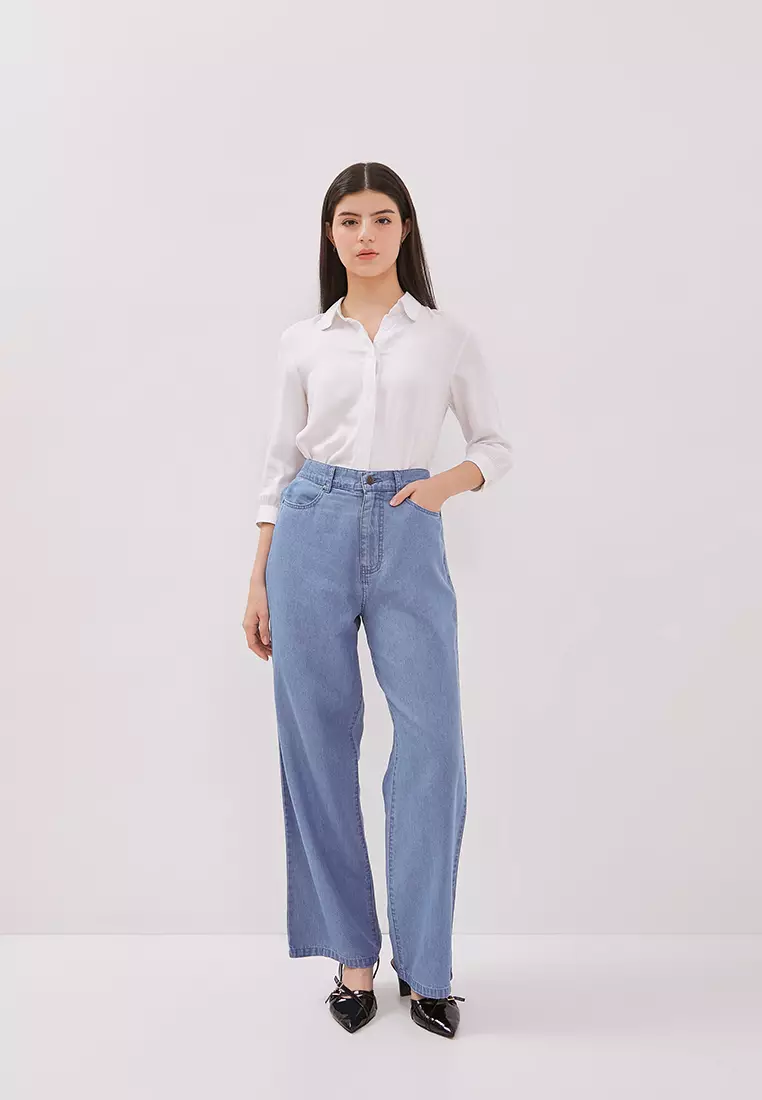 DUST Celana High Loose Jeans Kailani Biru TENCEL™ Comfease (D.39130)