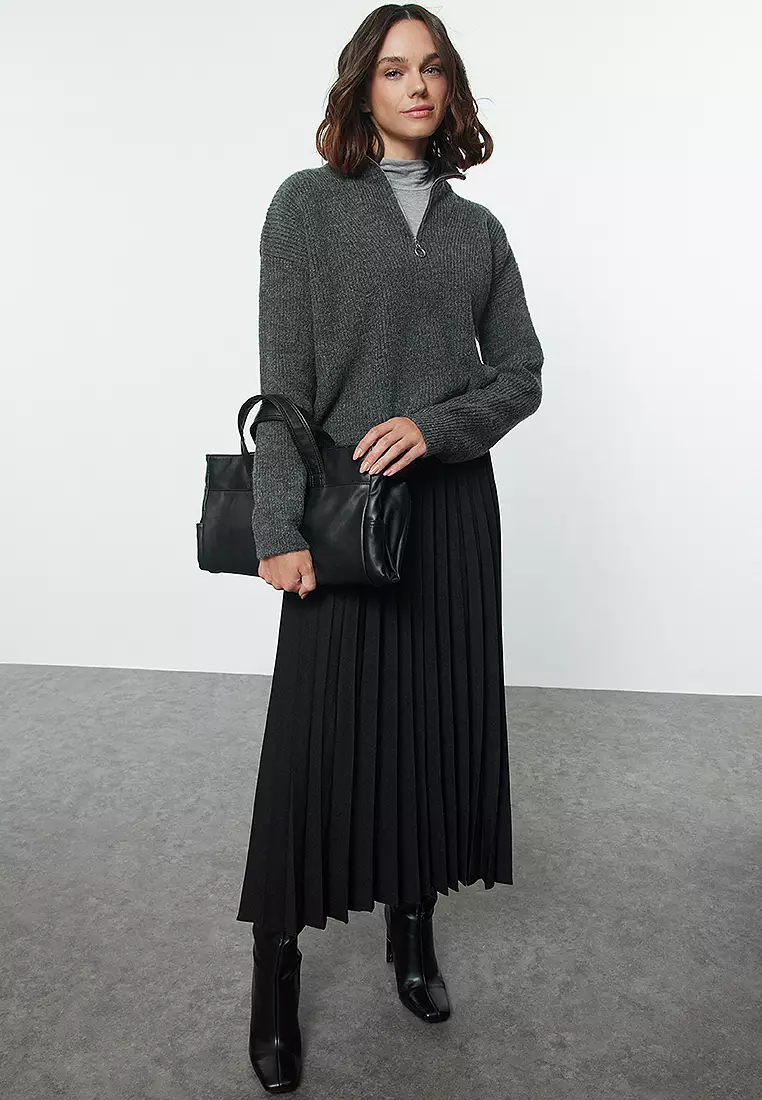 Pleated Midi Skirt