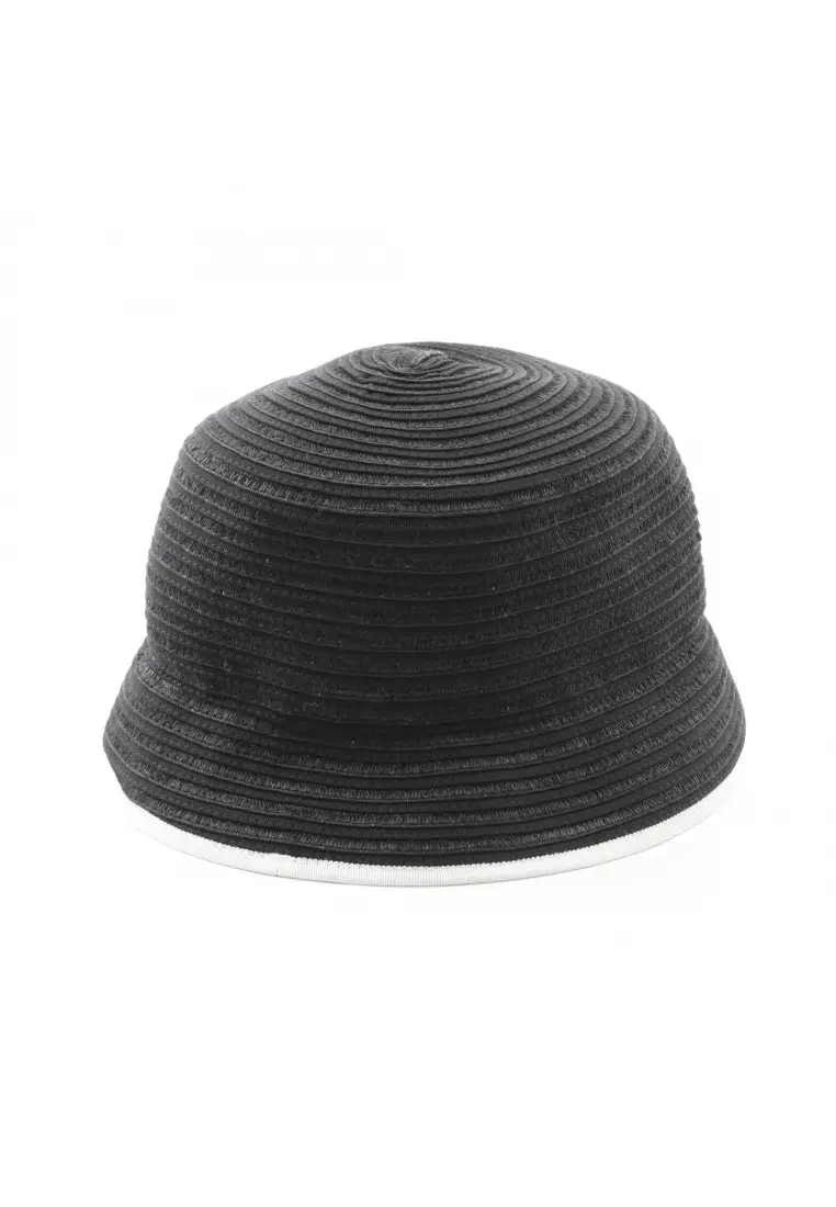 Pre-Loved Chanel coco mark bucket hat hat fabric black white